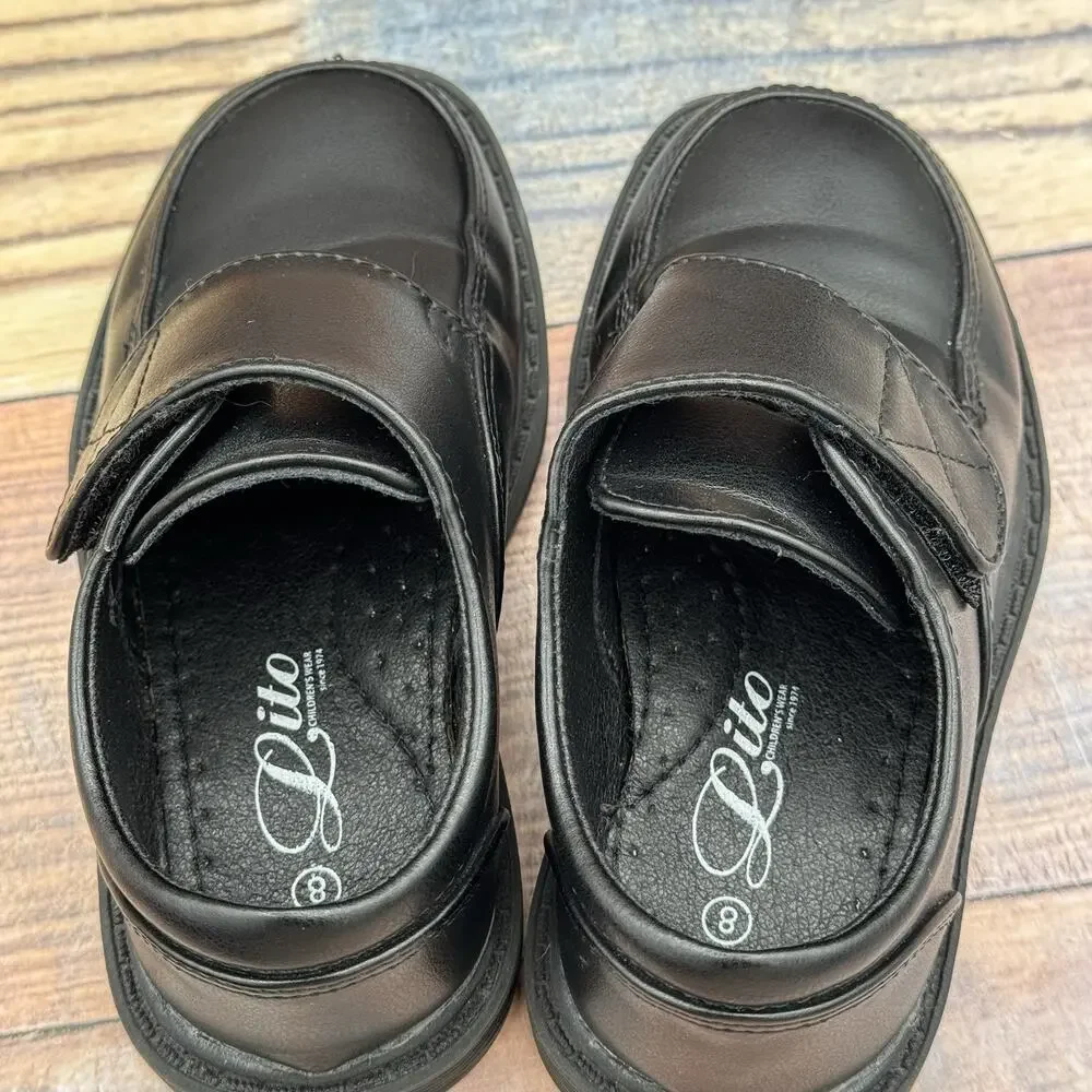 Lito Children's Boys Black Leather Strap Dress Shoes Oxford Wedding Sz Toddler 8